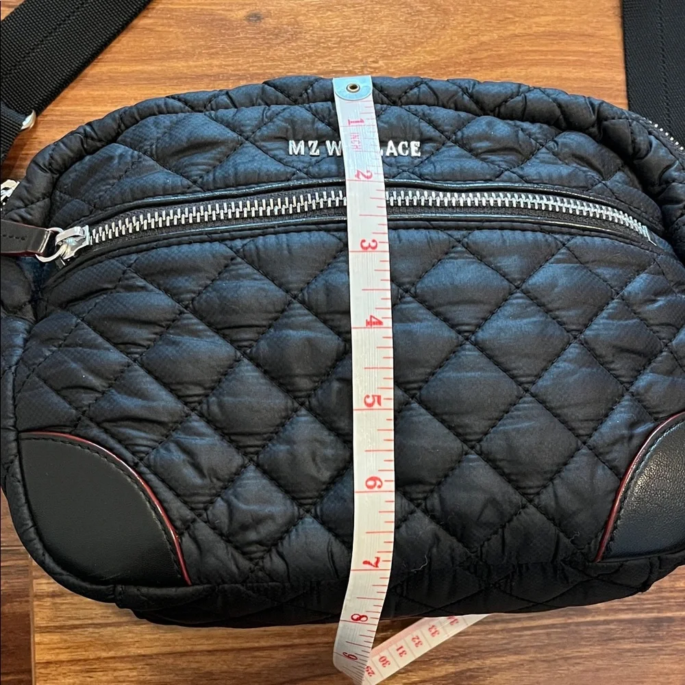 MZ WALLACE Black Quilted Nylon Crossbody with 2 Straps and Pouch - Picture 6 of 7